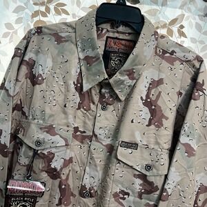 Dixxon Flannel Button Up Mens 3XL Desert Chocolate Chip Camo Black Rifle Coffee